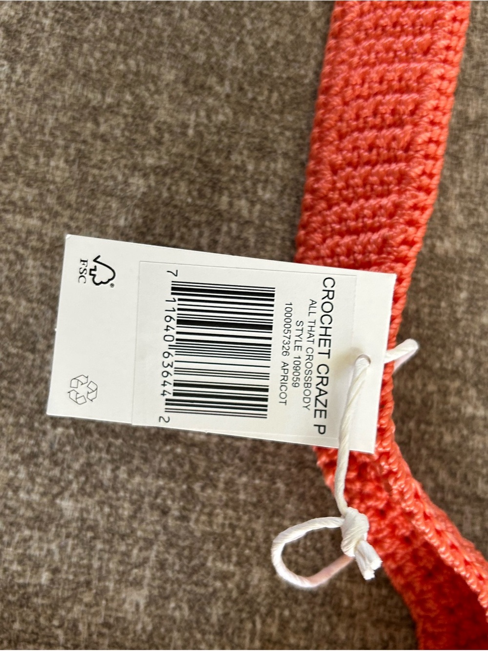 NWT The Sak Coral Apricot Crochet All that Crossbody Bag style 109059 zippered - Picture 6 of 10